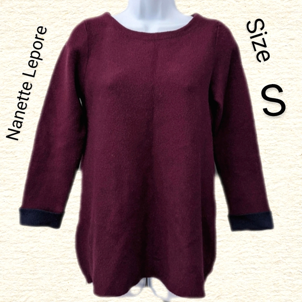 ⚡ Nanette Lepore burgundy wool pullover sweater size S